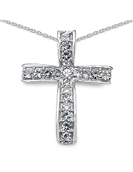 0.90 Carat Genuine Tanzanite Cross Pendant 925 Sterling Silver