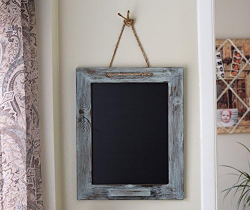 Rustic Wood Blue Grey Chalk Marker Board, Kitchen Chalkboard Menu, 17x21