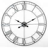 Grande Horloge Murale Chiffres Romains en M&eacute;tal Marron Diam. 100cm