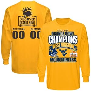 West Virginia Mountaineers 2012 Orange Bowl Champions Score Long Sleeve T-Shirt - Old Gold