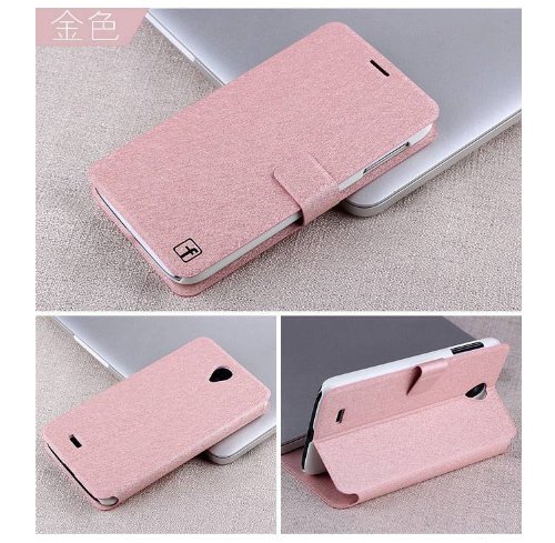 Lenovo A850 Silk Flip Leather Case for Lenovo A850 Wallet Pouch Skin Cover Phone Shell (Pink)