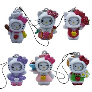 Amazon.com: Hello Kitty Toy Figurine/Keychain/Phone Strap with Changing ...