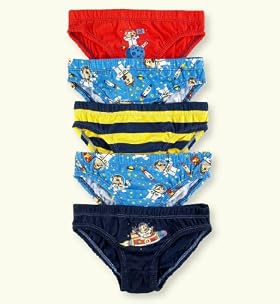 5 Pack - Younger Boys' Pure Cotton Assorted Space Monkey Slips