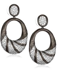 CZ by Kenneth Jay Lane "Trend Cubic Zirconia" Black Rhodium-Plated Brushed Earrings
