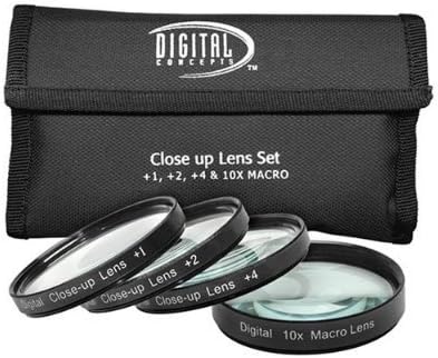 Digital Concepts 62mm +1 +2 +4 +10 Close-Up Macro Filter Set with Pouch For Specific Sigma Lenses (Models Specified In Description) + DB ROTH Microfiber Cleaning Cloth