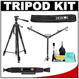 Zeikos ZE-TR125B 75-Inch Professional Series Tripod w/ 3-Way Head + Universal Dolly + Accessory Kit
