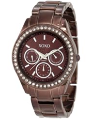 XOXO Womens XO5458  Rhinestone Accent Chocolate Brown Analog Watch