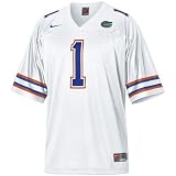Nike Florida Gators #1 White Replica Football Jersey with 2007 BCS National Championship Game Patch