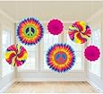 Feeling Groovy Paper Fan Decorations 6ct
