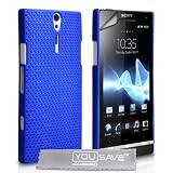 Yousave Accessories TM Blau Masche Harte Zur�ck Schutzh�lle Tasche F�r Das Sony Ericsson Xperia S LT26i Mit Displayschutz Folie Und Graues Micro Faser Poliertuchvon "Yousave"