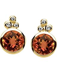 14K Yellow Gold Citrine and Diamond Earrings -- LIFETIME WARRANTY