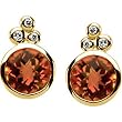 14K Yellow Gold Citrine and Diamond Earrings