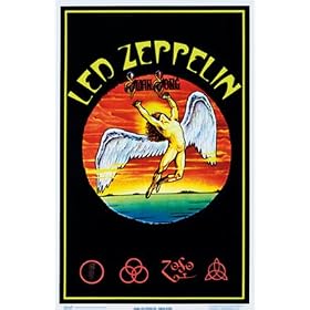 Led Zeppelin (Swan Song) Flocked Blacklight Music Poster Print - 24" X 36"