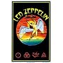 Led Zeppelin (Swan Song) Framed Flocked Blacklight Music Poster Print - 24" X 36"