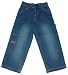 Acid Wash Cross Hatch Denim Jeans with Decorative Red Stitching and Carpenter's Loop