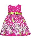 Rare Editions Girls 2-6X Border Print Dress - Fuchsia Lime White - 3T