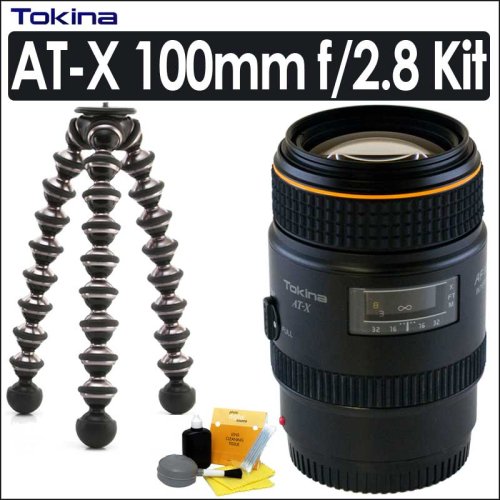 Tokina ATXAF100M 100 f2.8 Macro Lens Kit With Joby GP8-E1EN Gorillapod Focus GP8 Flexible Tripod & 5 Pc. Deluxe Lens Optics Cleaning Kit for Konica Minolta, Sony Alpha A200, A350, A700 & A900 DSLR Cameras