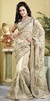 Sarees - Cream Net Saree with Blouse