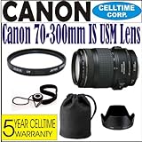 Canon EF 70-300mm f/4-5.6 IS USM Lens (IMPORT) for Canon EOS SLR Cameras - Includes Basic Accessory Kit & 5 Year Celltime Lens Warranty