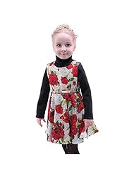 Girls Belted Jacquard Cotton Sleeveless Knee Length General Print  Dress