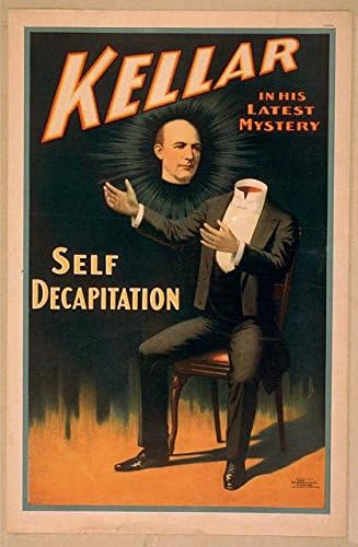 ART PRINT (8.5" x 11") - Artist's Lovely "Kellar In His Latest Mystery - Self Decapitation" [Vintage Magic Act Piece] - The Gorgeous Art Comes From A Collection Of Classic Vintage/Retro/Antique Art And Is Reprinted On Quality Photo Paper - This Print Comes Ready To Be Framed (mat and frame are not included) - This Is A Great Print To Add A Personal Touch To Your Home Or Office Decor And Looks Amazing When Framed And Displayed Either Separately Or As Part Of A Series - Makes A Wonderful Gift