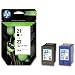 Hewlett Packard [HP] No. 21and 22 Inkjet Cartridges Black and Colour Twin Pack Ref SD367AE