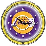 Los Angeles Lakers NBA Chrome Double Ring Neon Clock