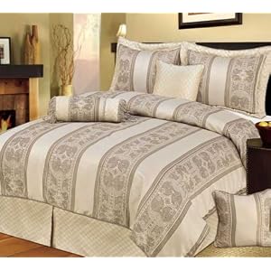 7 Piece DH-417 Martina (Beige) California King Comforter Set