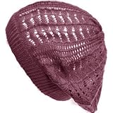 511jJ1WCEkL. SL160  New Light Crochet Knit Vented Beret Tam Slouch Beanie Hat Cap Wine