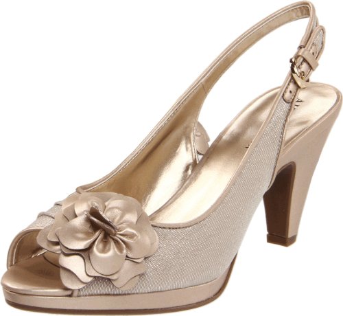AK Anne Klein Women's Erie Platform Sandal,Light Gold/Light Gold Fabric,10 M US