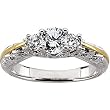14K Two-Tone Gold Diamond Engagement Ring - 0.87 Ct.