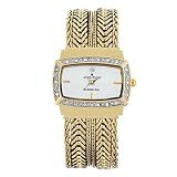 511jSjiG%2B0L. SL160  AK Anne Klein Womens 109718MPGB Swarovski Crystal Gold Tone Mother Of Pearl Dial Chain Bracelet Watch
