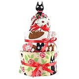 おむつケーキ ジジ 魔女の宅急便 ジブリ 3段 出産祝い ベビーギフト タオル ガラガラ スタイ ぬいぐるみ jiji10