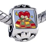 Pugster Pandora Style Bead Cute Husband Wife Bears Photo Flower European Charm Bead Fits Pandora Bracelet