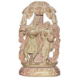 Religious Statue Krishna and Radha Stone Carve (sos408)
