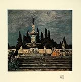 1910 Print Artist Emma Ciardi Parole Antiche Painting Fountain Steps Garden Walk - Original Color Print