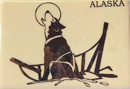 Alaska Iditarod Ceramic Tile Husky Sled Dog Magnet
