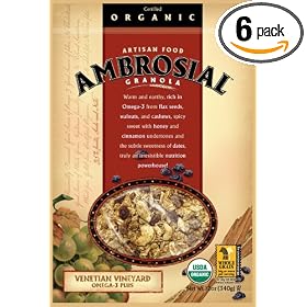 Ambrosial Granola Organic Venetian Vineyard Omega-3 Plus, 6-count, 12 Ounce Pouch (Pack of 6)