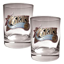 Philadelphia 76ers NBA 2pc Rocks Glass Set - Primary Logo by Great American Products