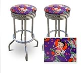 2 Betty Boop Heart Purple Themed Specialty / Custom Swivel Chrome Barstools ....