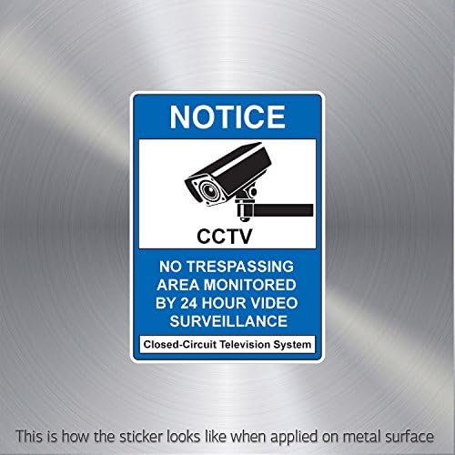 Decal Sticker Cctv No Trespassing Camera Sign Vinyl Motorbike Permanent hob (22 X 15.7 In)