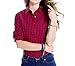 Tortor 1Bacha Women's Gingham Long Sleeve Button Down Plaid Shirt
