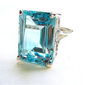 Stunning, Giant Genuine Blue Topaz Cocktail Ring 28 Carats by Bronze Lily