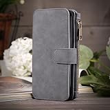 Galaxy Note 5 Case, Note 5 Case iNNEXT Note 5 Wallet Case Premium PU Leather Folio Book Style Multiple Card Slots Cash Pocket with Magnetic Closure Case Cover for Samsung Galaxy Note 5 (Grey)