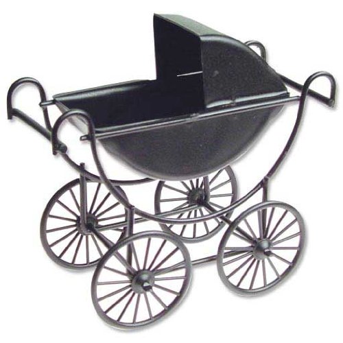 Dollhouse Miniature Black Baby Carriage