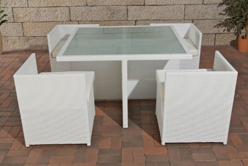 Polyrattan Gartengarnitur Novara #73S weiß Polyrattan Gartengarnitur Novara #73S weiß