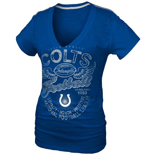 Indianapolis Colts Ladies Gunner Glitz T-Shirt - Royal Blue (Small)