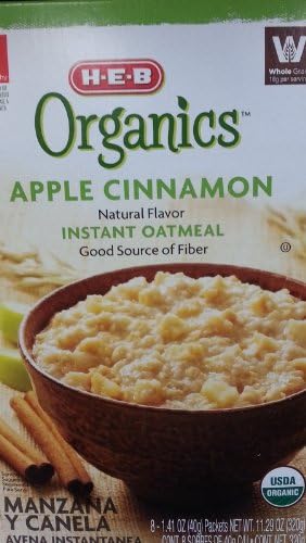 HEB Organics Instant Oatmeal 8-1.41 Oz Packets (Pack of 4) (Apple Cinnamon)