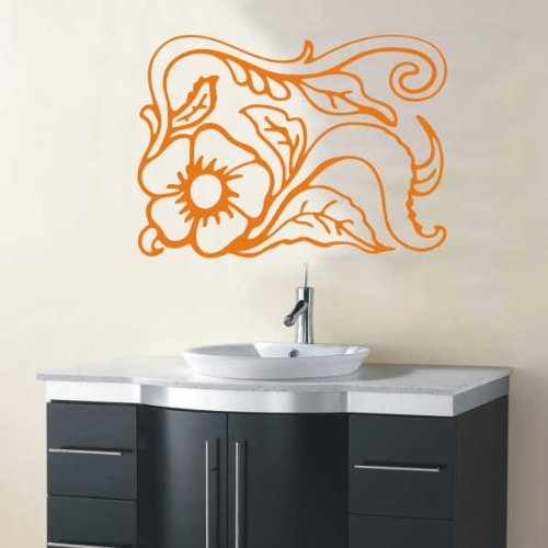 Imagen 2 de Etiqueta de la pared e165 wunderscmhönes Blümcmhen con Hojas y maraña 120x86 cm