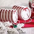 Club Pack of 12 Holiday Treats Candy Cane Ceramic Christmas Cupcake Plates 4"